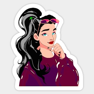 Cool girl with glasses Sticker